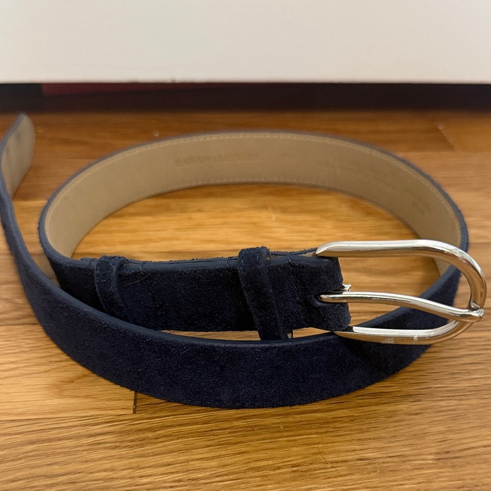 Banana Republic Women’s Navy Suede Belt with Silver Buckle